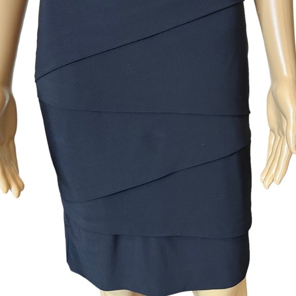 White House Halter Artichoke Dress Size 8 Black Layered Stretch Eyelet Neck - Picture 8 of 13